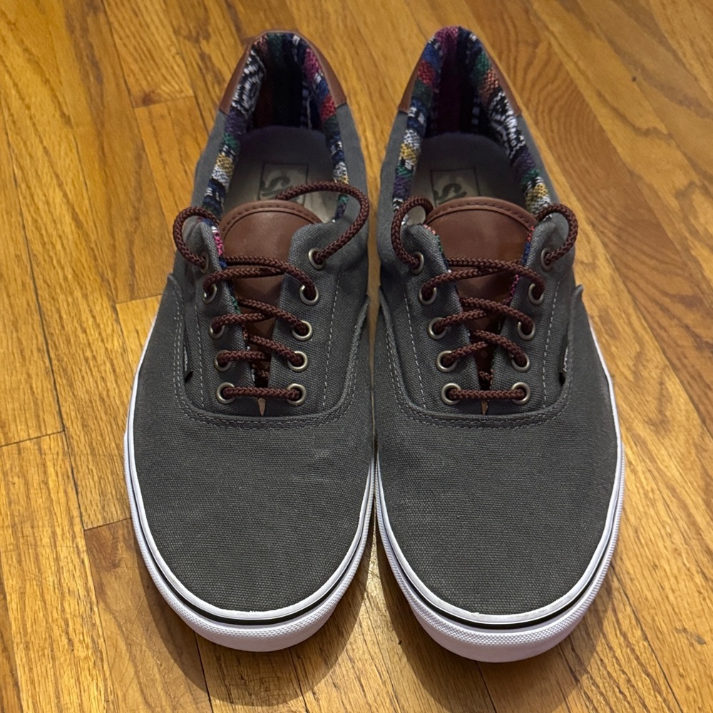 Vans Men's Sneakers in Army Green with Brown Leather Tongue